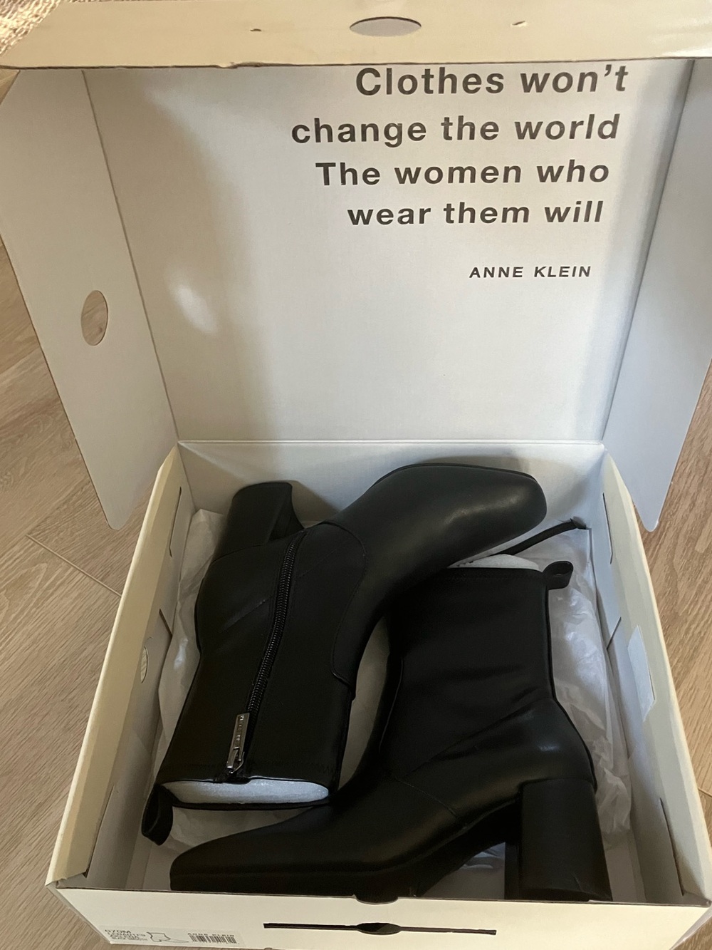 Anne Klein Black Block Heel Ankle Booties with Side Zip - brand new never worn